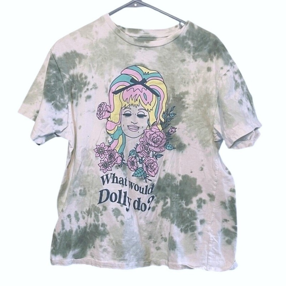What would Dolly Do? Graphic Crewneck‎ Tee Tie Dye